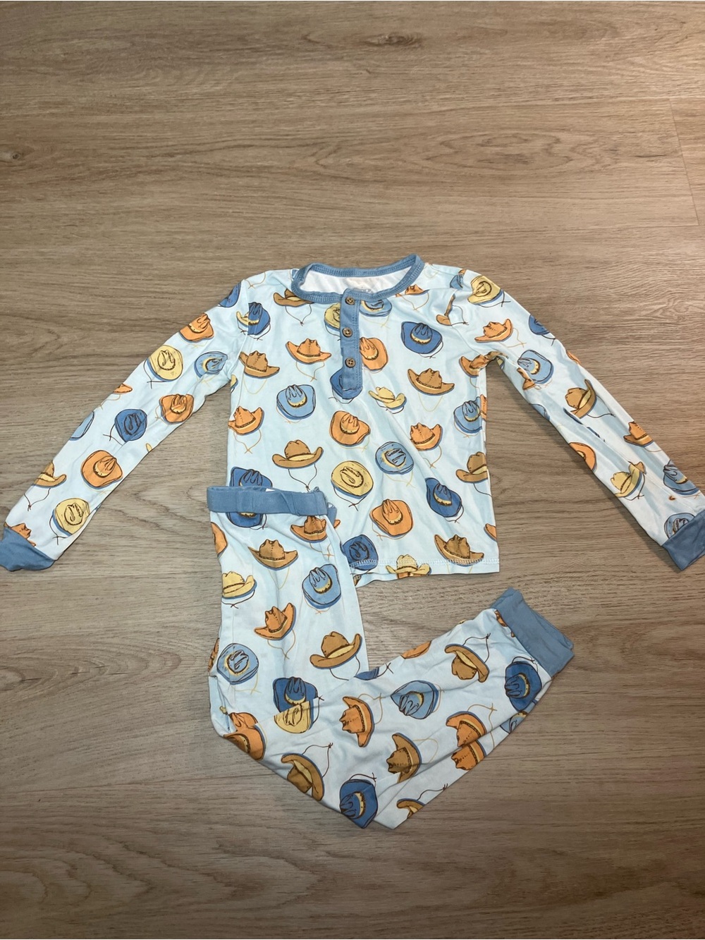 Mud Pie Baby Boys Long Sleeve Bamboo Knit Cowboy Pajama Set size 5T